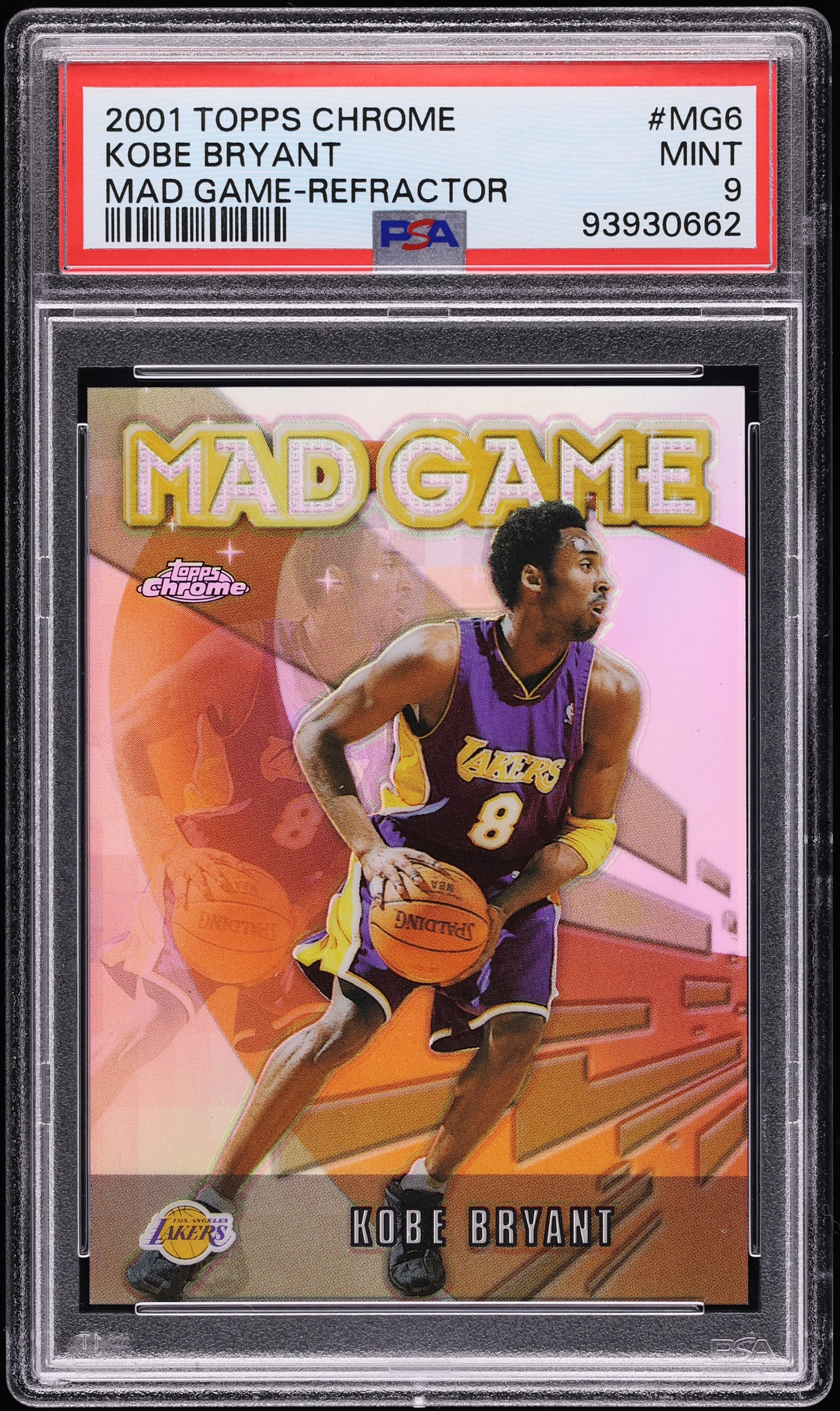 2001 Topps Chrome Mad Game Refractor Kobe Bryant #MG6 PSA 9 MINT