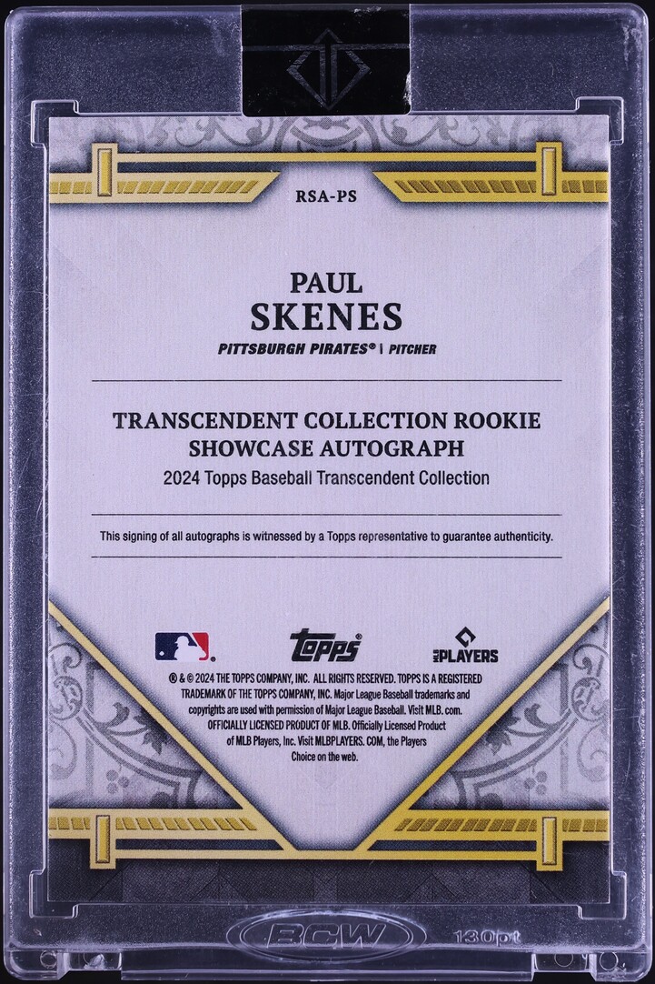 2024 Topps Transcendent Collection Showcase Blue Paul Skenes ROOKIE AUTO /10 #RSA-PS