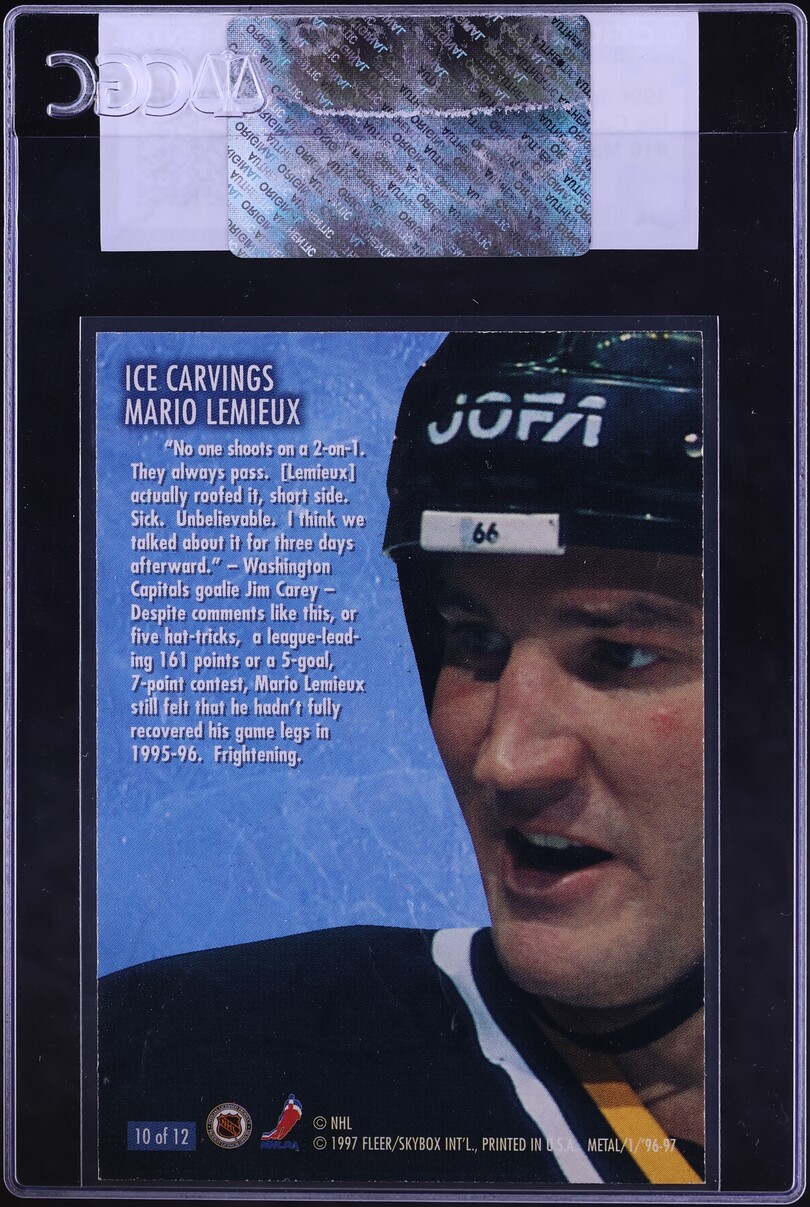 1996 Metal Universe Ice Carvings Mario Lemieux #10 CGC AUTH on