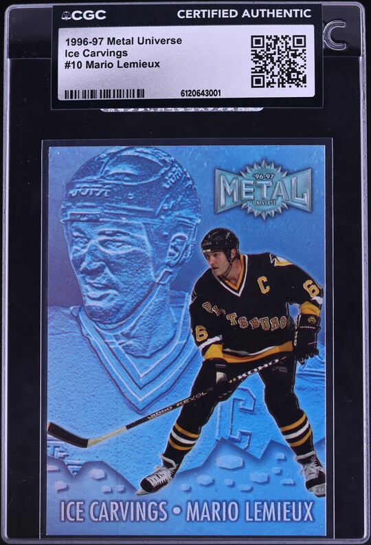 1996 Metal Universe Ice Carvings Mario Lemieux #10 CGC AUTH on