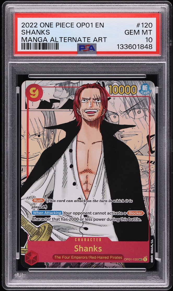2022 One Piece Romance Dawn Manga Alt Art Shanks #OP01-120 PSA 10 GEM MINT