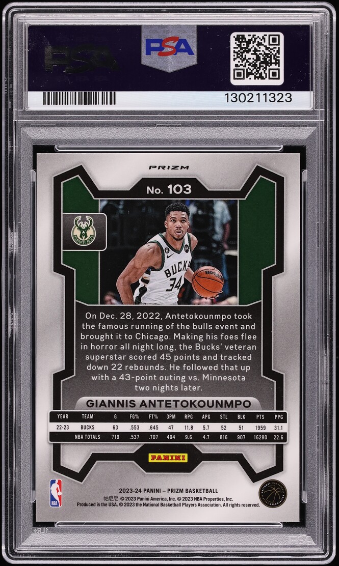 2023 Panini Prizm King Snake Giannis Antetokounmpo #103 PSA 10 GEM MINT