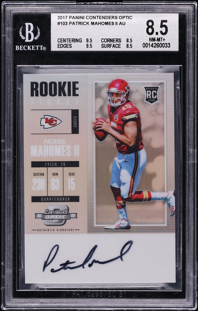 2017 Panini Contenders Optic Patrick Mahomes II ROOKIE AUTO #103 BGS 8.5 NM-MT+