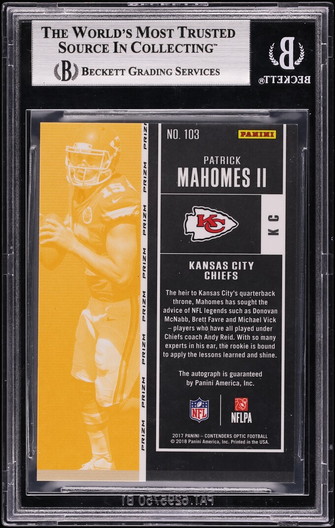 2017 Panini Contenders Optic Patrick Mahomes II ROOKIE AUTO #103 BGS 8.5 NM-MT+