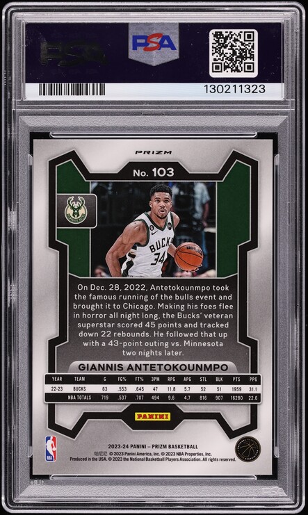 2023 Panini Prizm King Snake Giannis Antetokounmpo #103 PSA 10 GEM