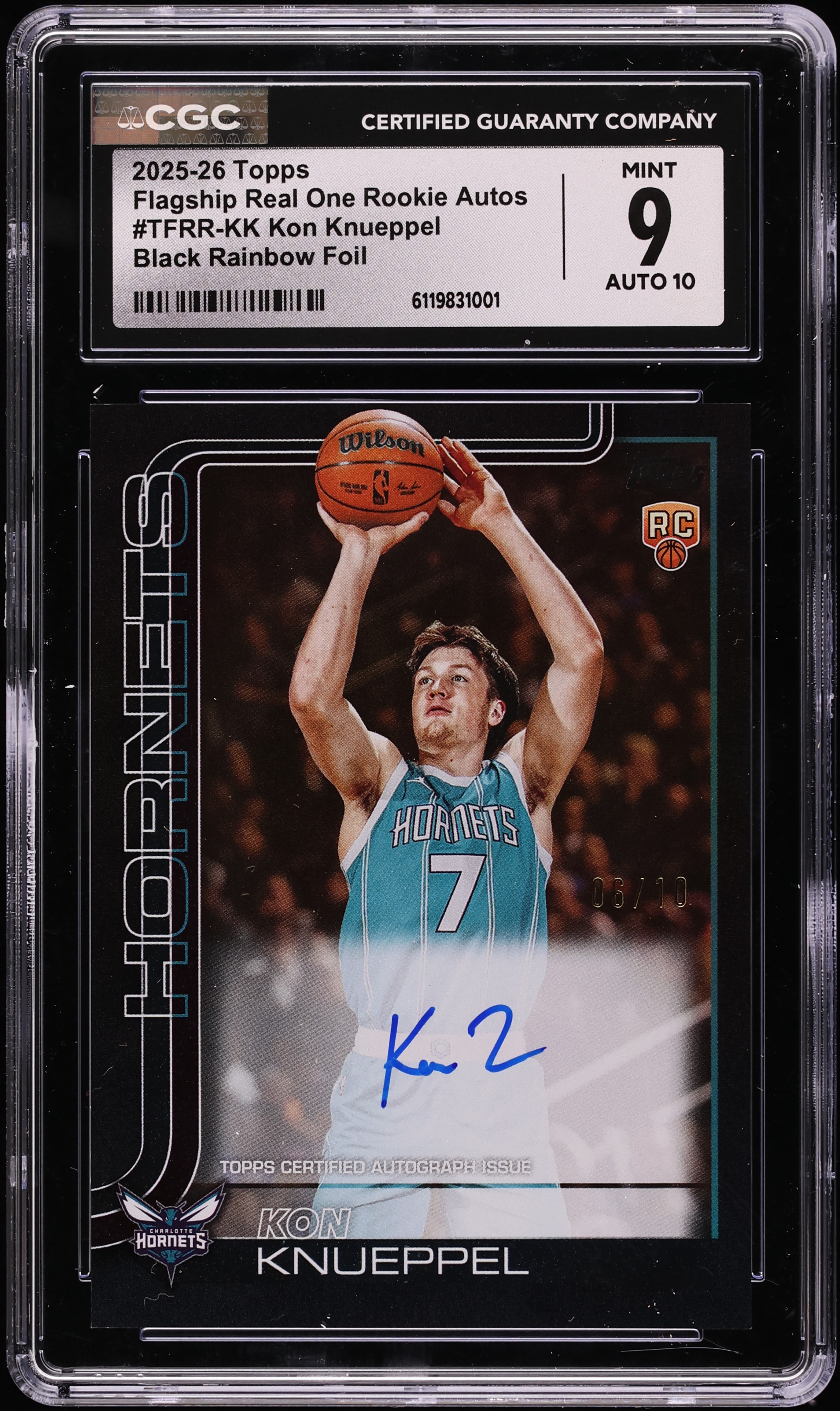 2025 Topps Flagship Real One Black Rainbow Foil Kon Knueppel 