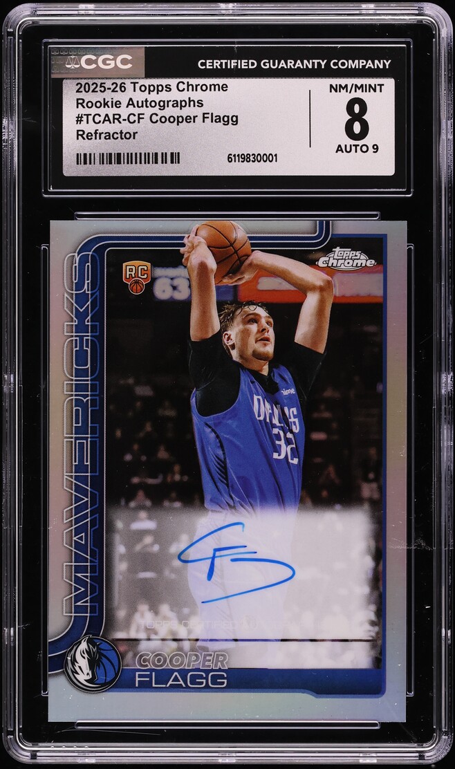 2025 Topps Chrome Refractor Cooper Flagg ROOKIE AUTO #TCAR-CF CGC 8 NM-MT