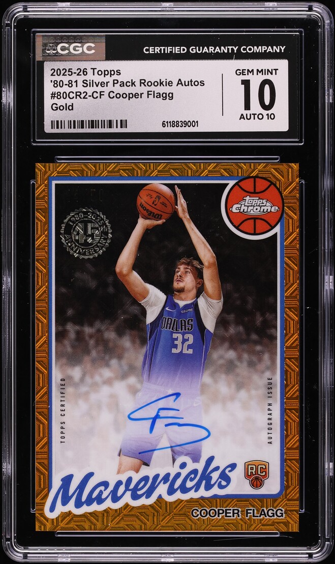 2025 Topps '80 Silver Pack Gold Cooper Flagg ROOKIE AUTO /50 #80CR2-CF CGC 10 GEM MINT