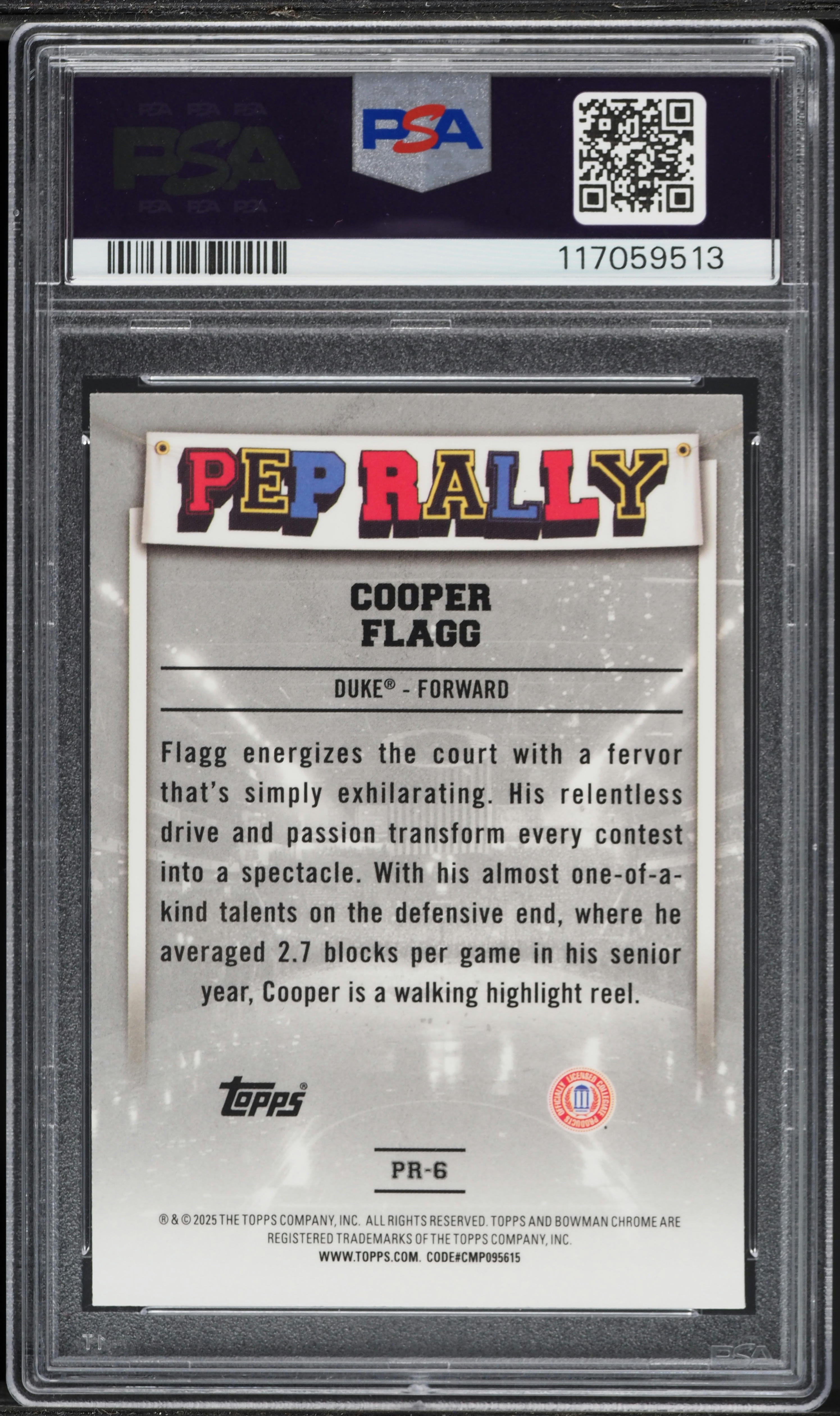 2024 Bowman Chrome University Pep Rally Cooper Flagg ROOKIE #PR-6