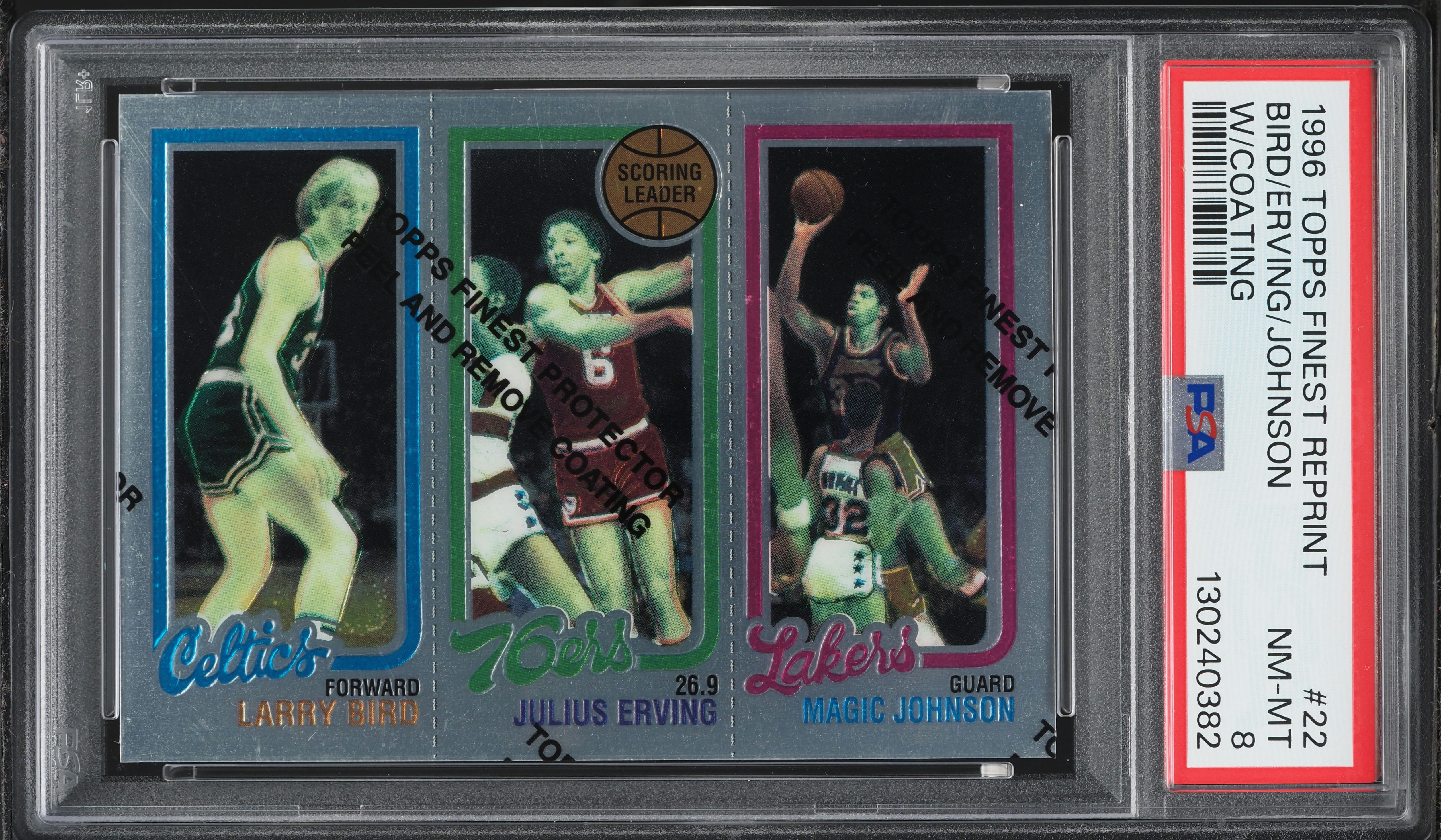 1996 Finest Reprint w/ Coating Larry Bird Julius Erving Magic