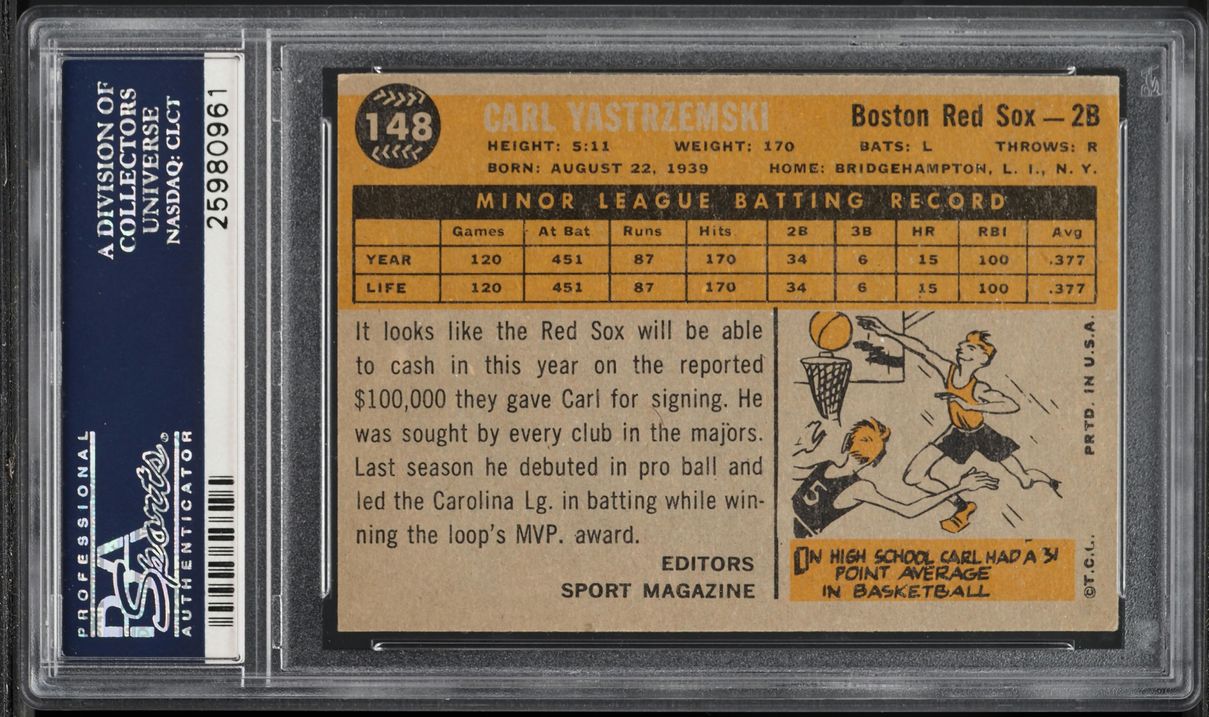 1960 Topps Carl Yastrzemski ROOKIE #148 PSA 6 EXMT