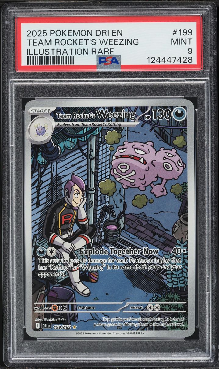 2025 Pokemon Scarlet & Violet Destined Rivals IR Team Rocket's Weezing #199 PSA 9 MINT