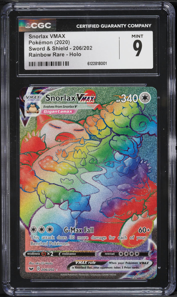 2020 Pokemon Sword & Shield Rainbow Rare Snorlax VMAX #206 CGC 9 MINT