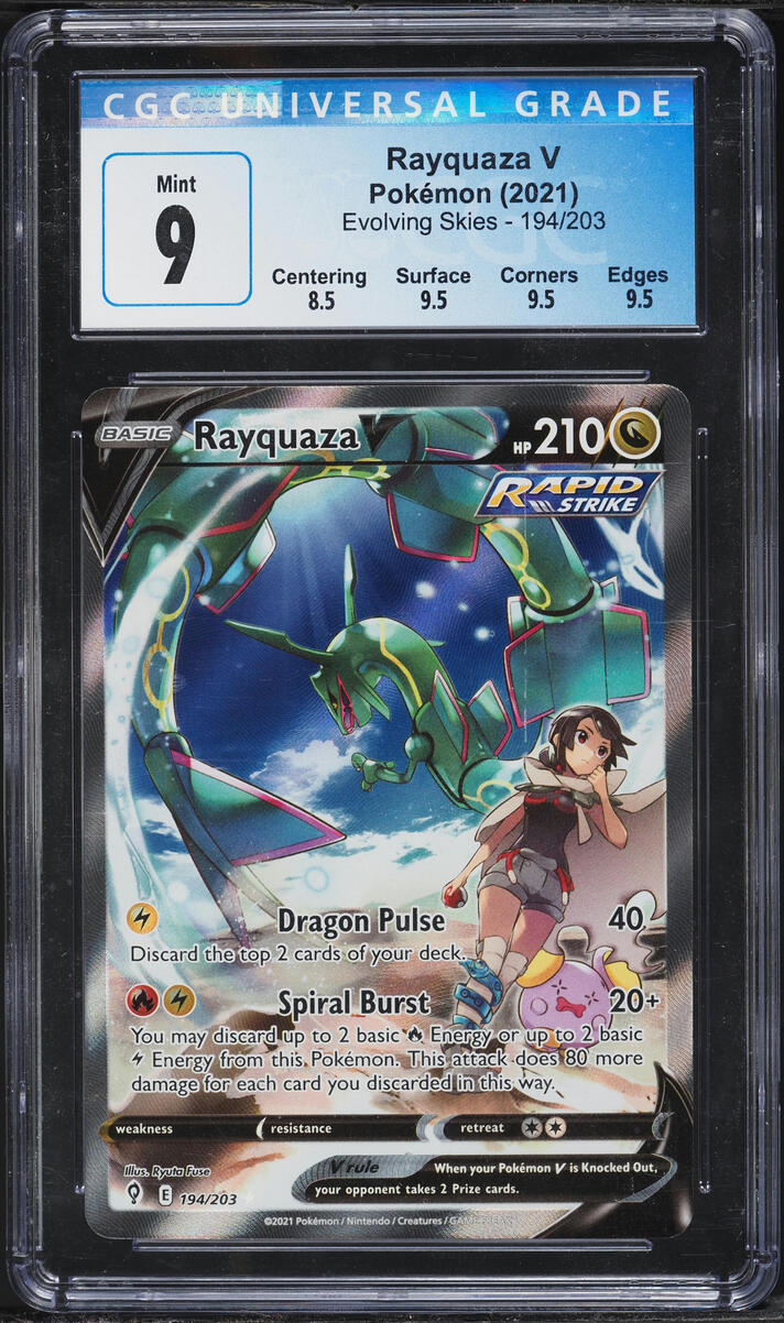 2021 Pokemon Sword & Shield Evolving Skies Alt Art Rayquaza V #194 CGC 9 MINT