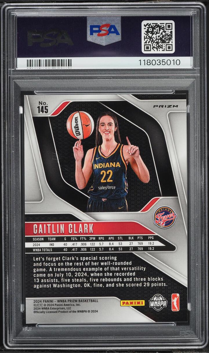 2024 Panini Prizm WNBA Orange Ice Caitlin Clark ROOKIE #145 PSA 9 MINT