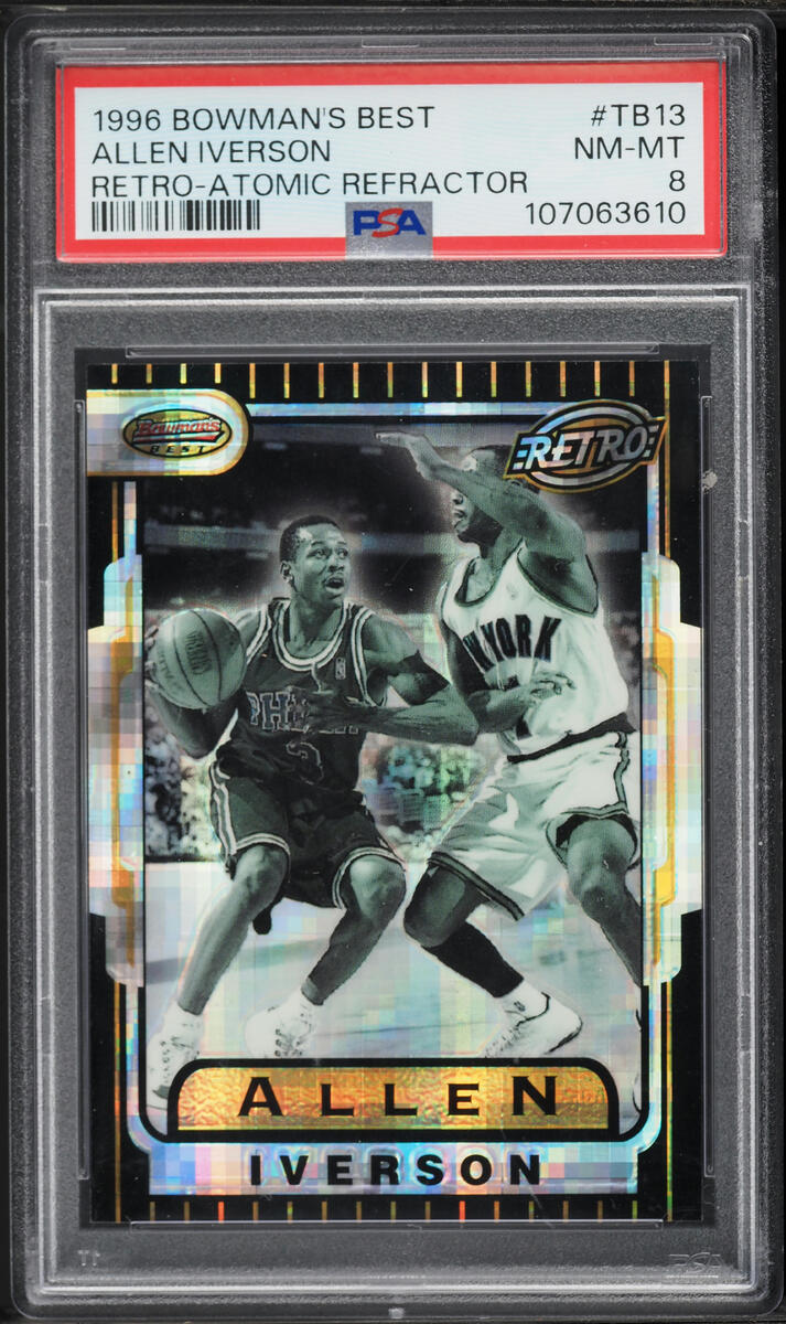 1996 Bowman's Best Retro Atomic Refractor Allen Iverson ROOKIE #TB13 PSA 8 NM-MT