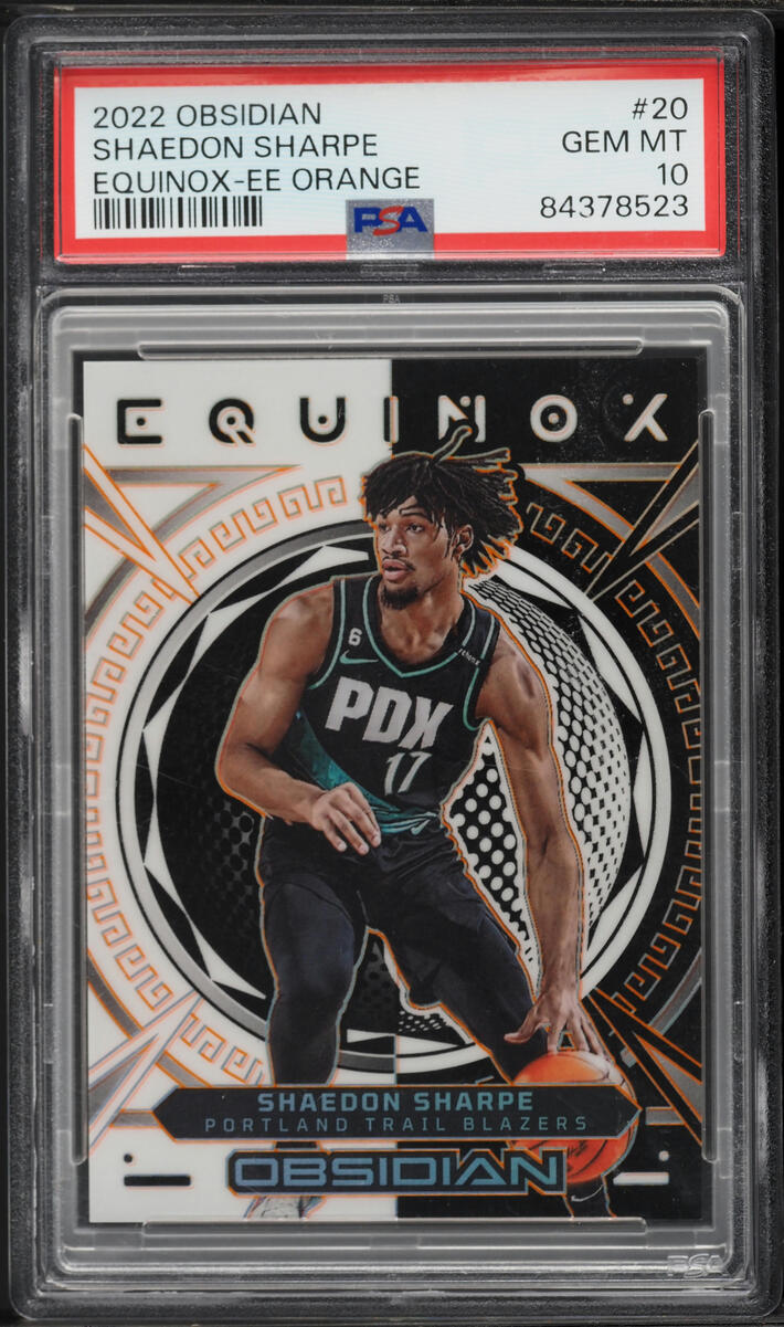 2022 Panini Obsidian Equinox Electric Etch Orange Shaedon Sharpe #20 PSA 10 GEM MINT