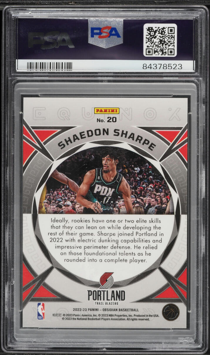 2022 Panini Obsidian Equinox Electric Etch Orange Shaedon Sharpe #20 PSA 10 GEM MINT