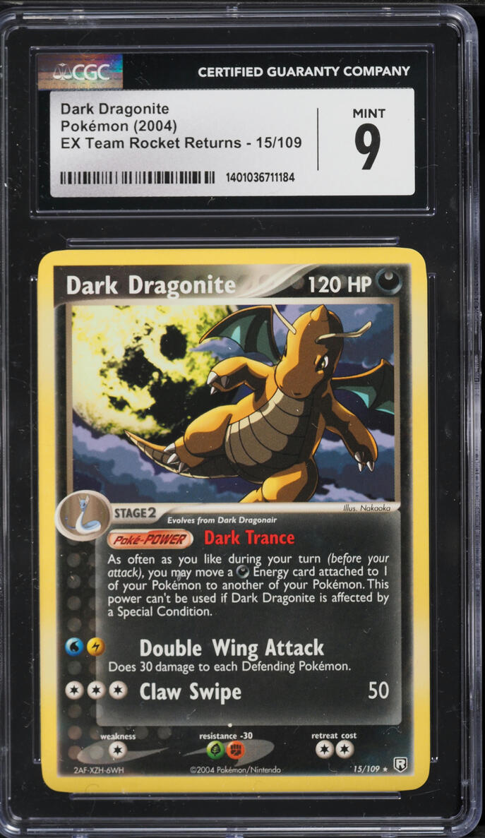 2004 Pokemon EX Team Rocket Returns Dark Dragonite #15 CGC 9 MINT