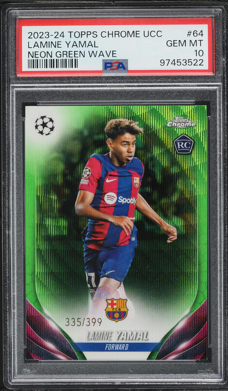 2023 Topps Chrome UEFA Neon Green Wave Lamine Yamal ROOKIE /399