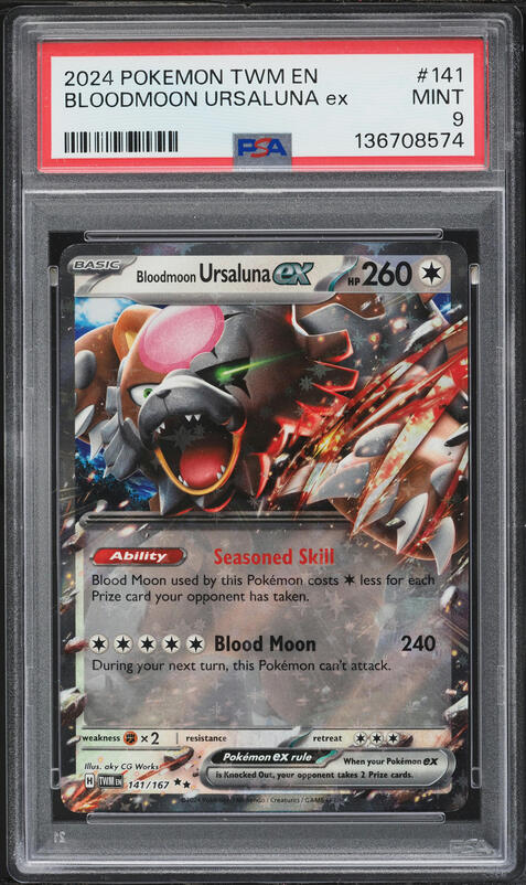 2024 Pokemon Scarlet & Violet Twilight Masquerade Holo Bloodmoon Ursaluna ex #141 PSA 9 MINT