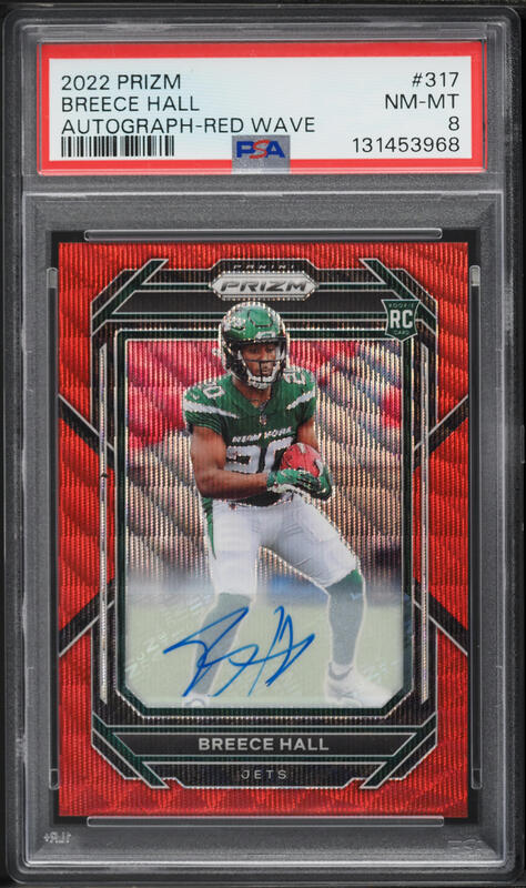 2022 National Treasures NFL Breece Hall ROOKIE SHIELD PATCH AUTO 1