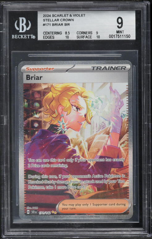 2024 Pokemon Scarlet & Violet Stellar Crown SIR Briar #171 BGS 9 MINT