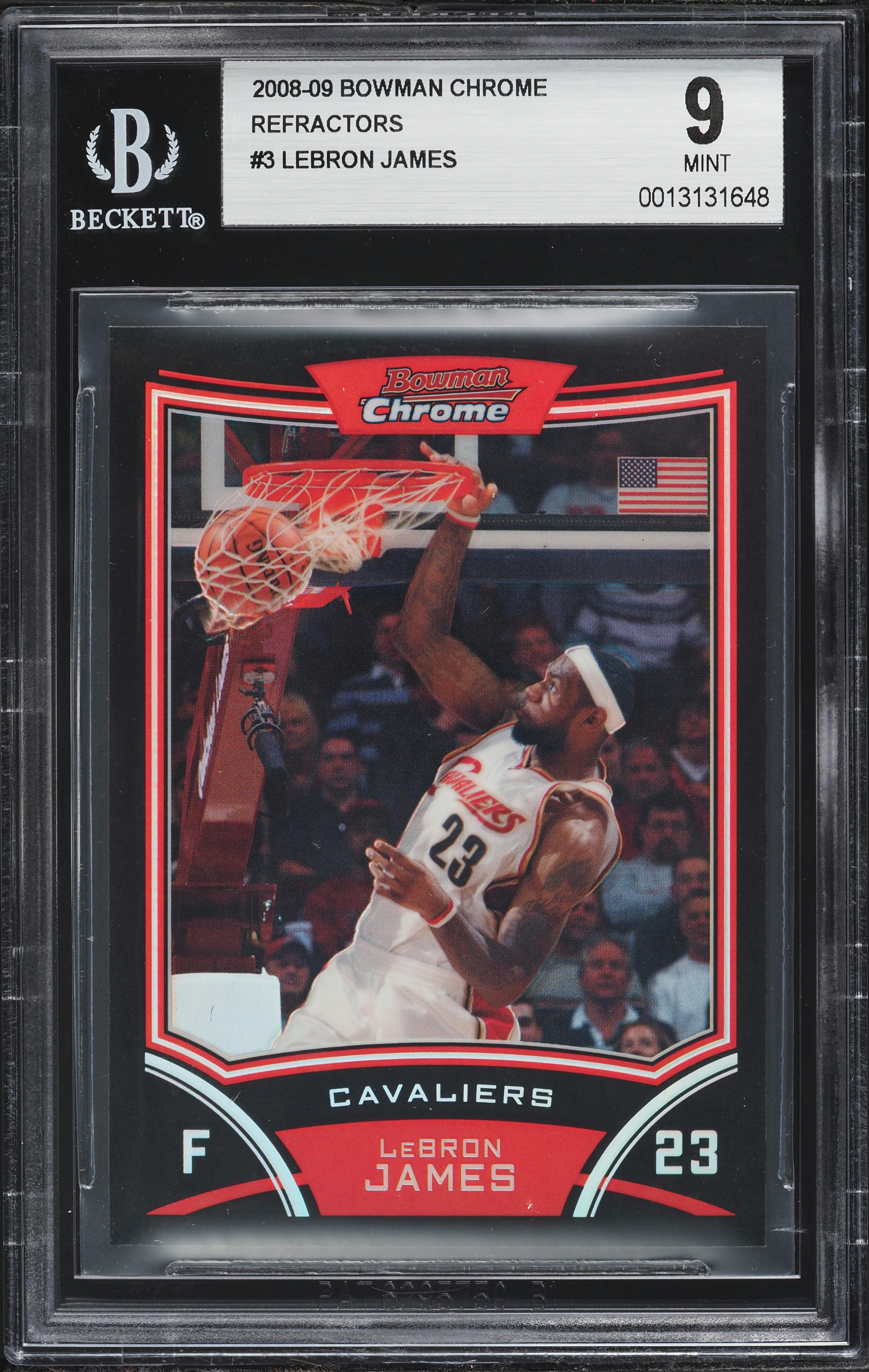 貴重　Lebron James Bowman Chrome RC BGS9 2008 Bowman Chrome Refractor LeBron James /499 #3 BGS 9 MINT on