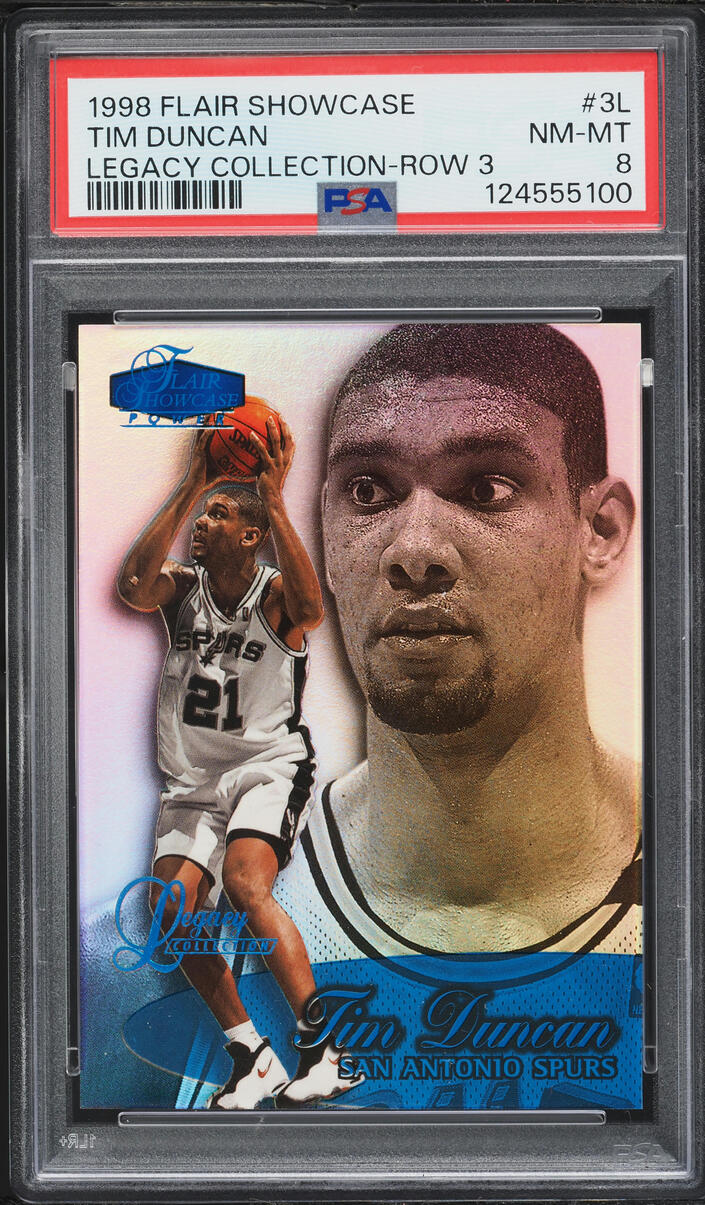 1998 Flair Showcase Legacy Collection Row 3 Tim Duncan /99 #3L PSA 8 NM-MT