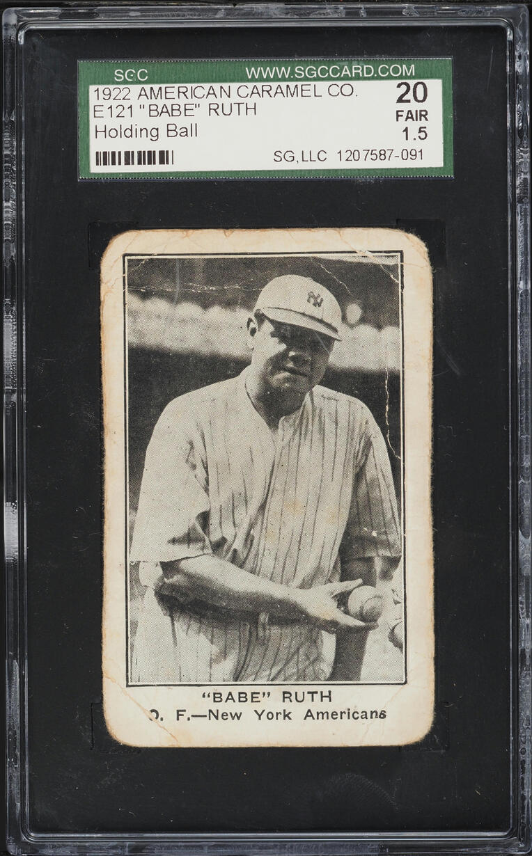 1922 E121 American Caramel Series Of 120 Babe Ruth HOLDING BALL SGC 1.5 FR