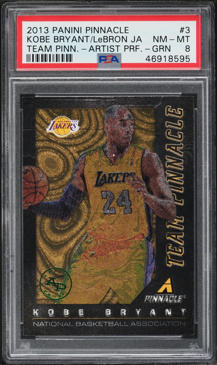 2013 Panini Pinnacle Team Pinnacle Artist Proof Green Kobe Bryant LeBron James /25 #3 PSA 8