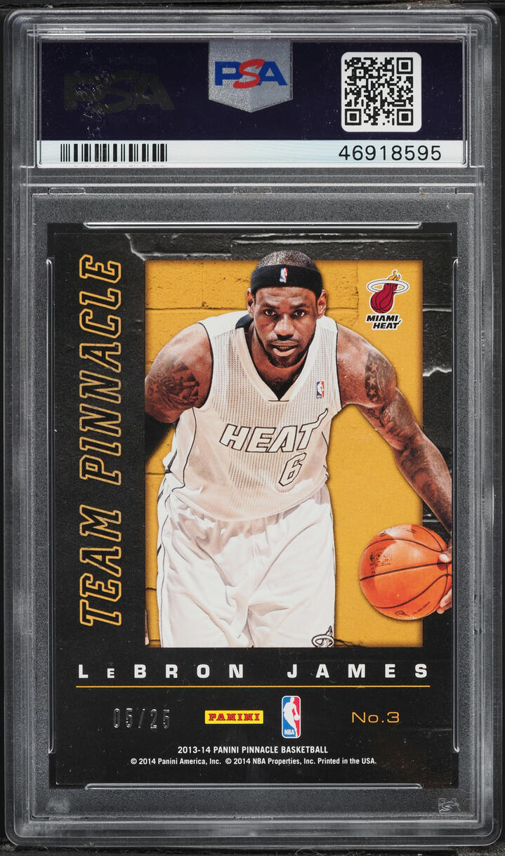 2013 Panini Pinnacle Team Pinnacle Artist Proof Green Kobe Bryant LeBron James /25 #3 PSA 8