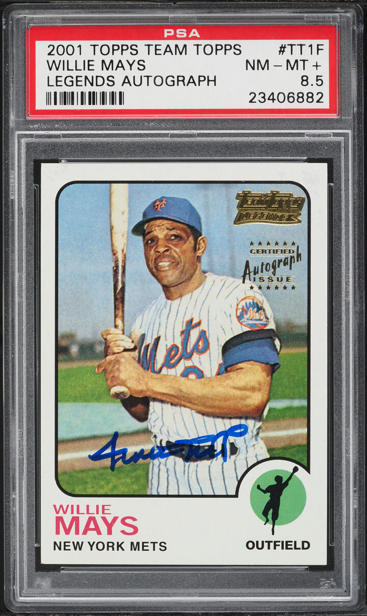 2001 Topps Team Topps Legends Willie Mays AUTO #TT1F PSA 8.5 NM-MT+