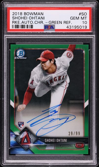 2018 Bowman Chrome Green Refractor Shohei Ohtani ROOKIE AUTO /99 #CRA-SO PSA 10 GEM MINT