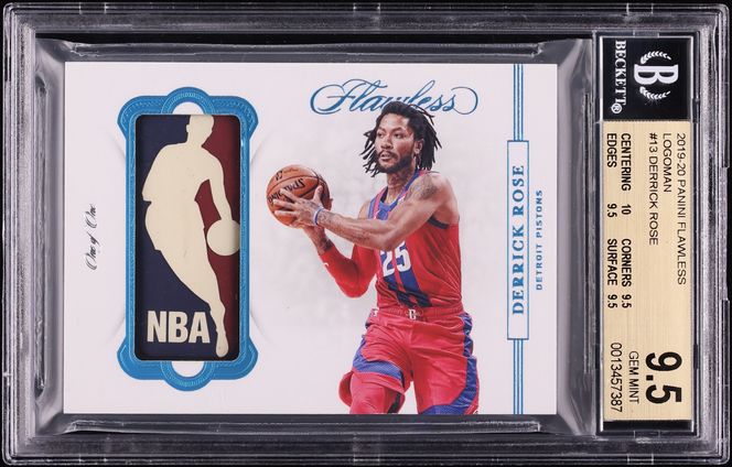 2019 Panini Flawless Derrick Rose NBA LOGOMAN PATCH 1/1 #LM-DRS BGS 9.5 GEM MINT