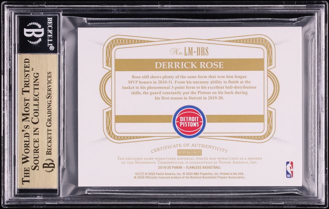 2019 Panini Flawless Derrick Rose NBA LOGOMAN PATCH 1/1 #LM-DRS BGS 9.5 GEM MINT