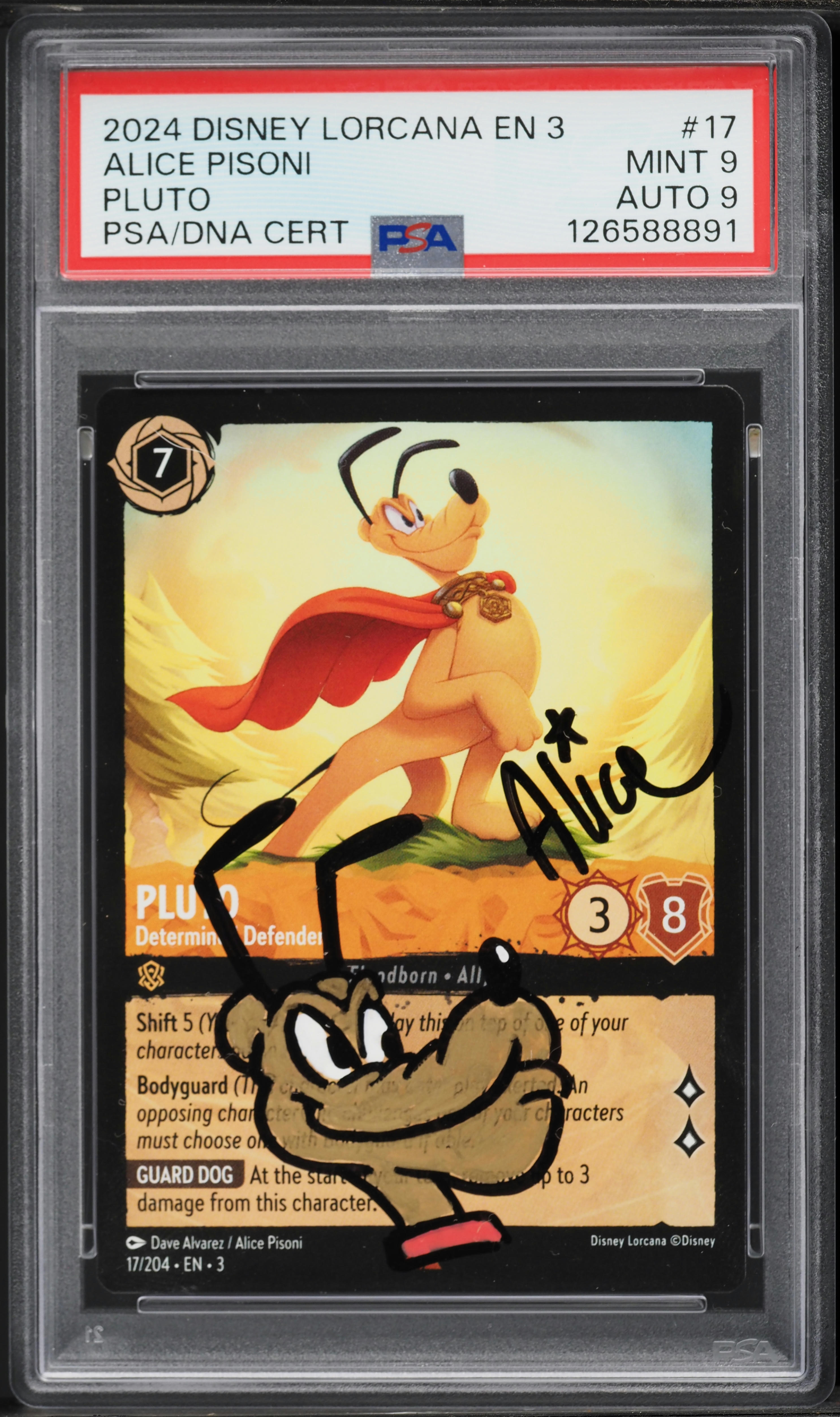 2024 Disney Lorcana Into The Inklands Pluto Determined Defender Alice  Pisoni AUTO PSA/DNA 9 #17 on Fanatics Collect