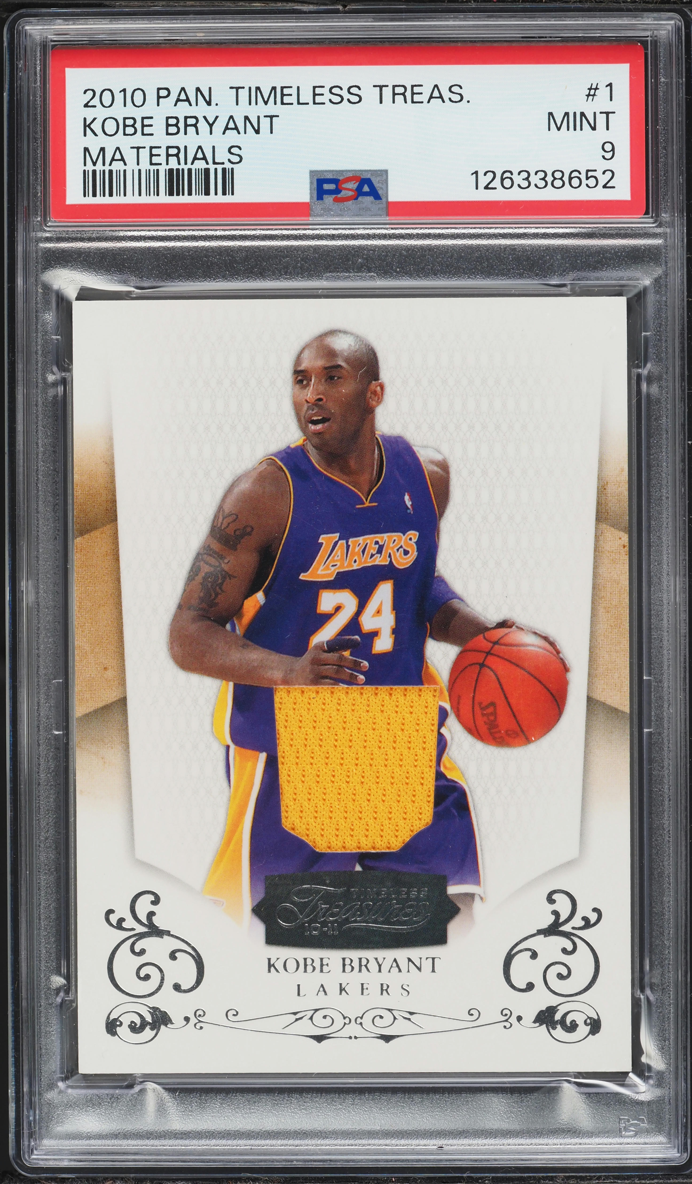 2010 Panini Timeless Treasures Kobe Bryant PATCH /99 #1 PSA 9 MINT