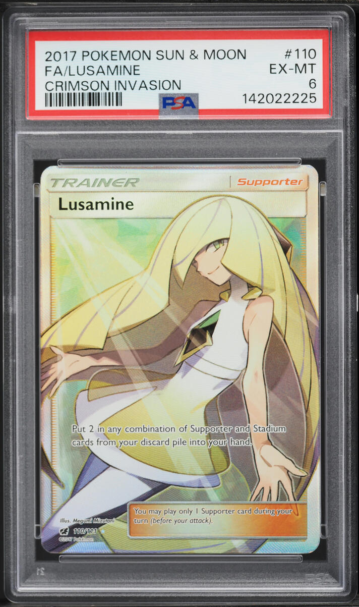 2017 Pokemon Sun & Moon Crimson Invasion Full Art Lusamine #110 PSA 6 EXMT