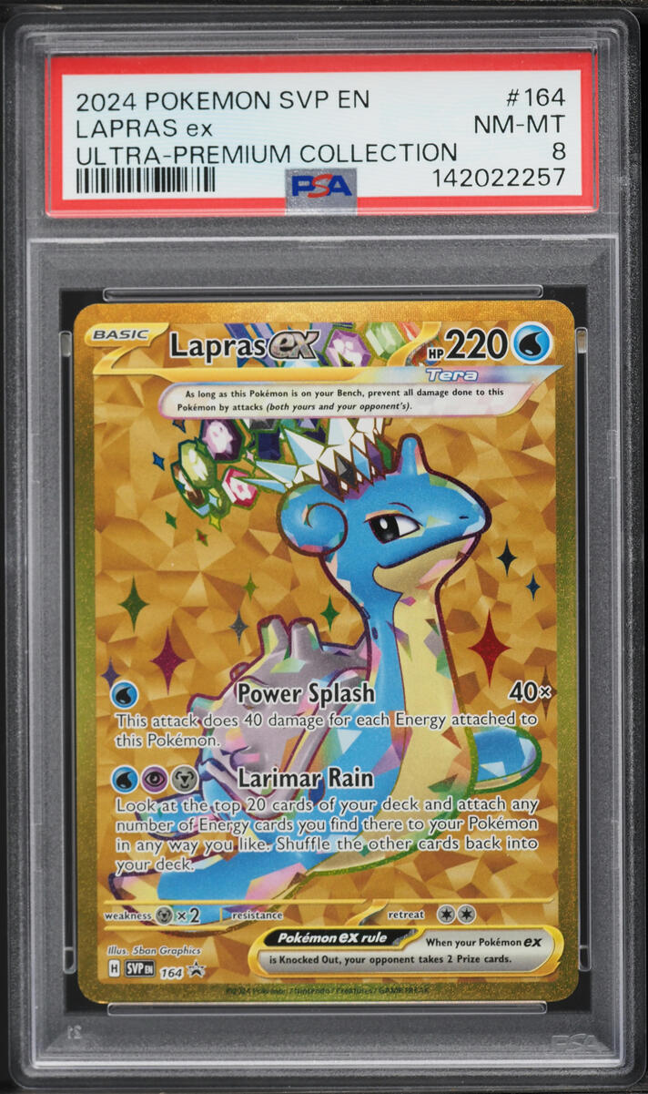 2024 Pokemon SV Promo Ultra Premium Collection Gold Rare Lapras EX #164 PSA 8 NM-MT