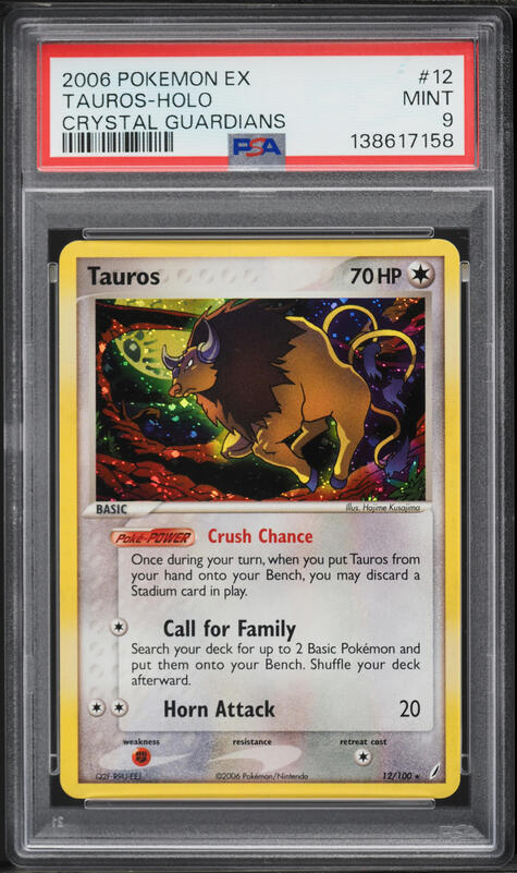 2006 Pokemon EX Crystal Guardians Holo Tauros #12 PSA 9 MINT