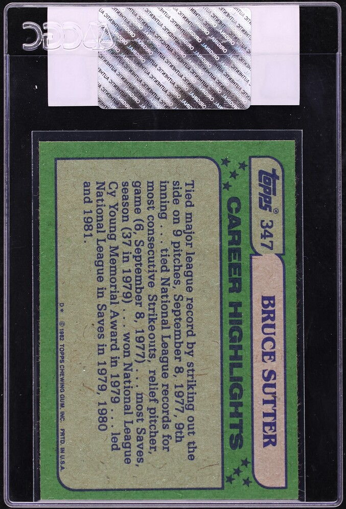 1982 Topps Bruce Sutter ALL STAR #347 CGC AUTH