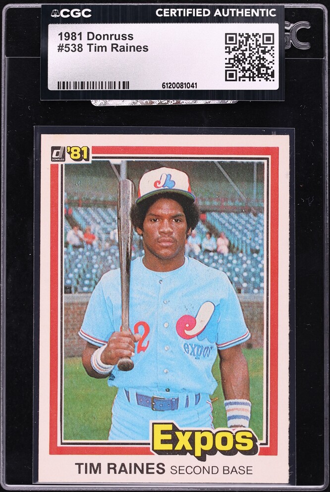 1981 Donruss Tim Raines ROOKIE #538 CGC AUTH