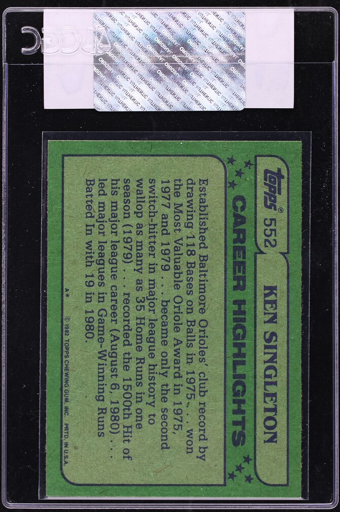 1982 Topps All Star Ken Singleton #552 CGC AUTH