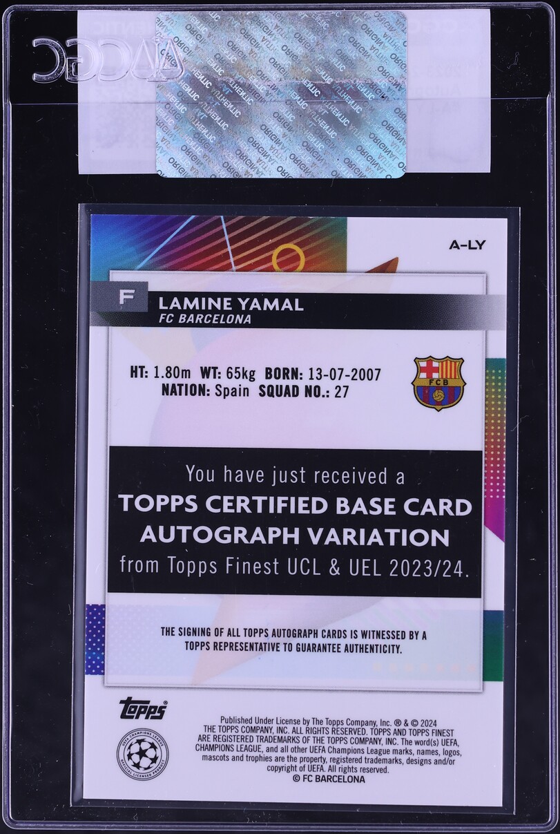 2023 Finest UEFA Club Competitions Lamine Yamal ROOKIE AUTO #A-LY CGC AUTH