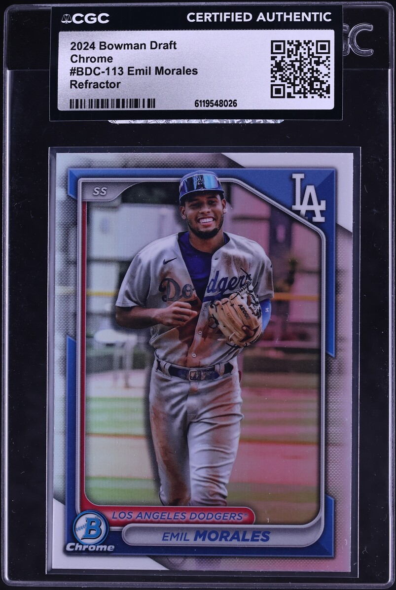 2024 Bowman Chrome Draft Refractor Emil Morales PROSPECT #BDC-113 CGC AUTH
