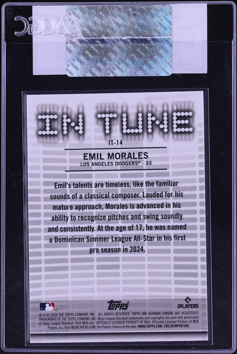 2024 Bowman Chrome Draft In Tune Emil Morales PROSPECT #IT-14 CGC AUTH