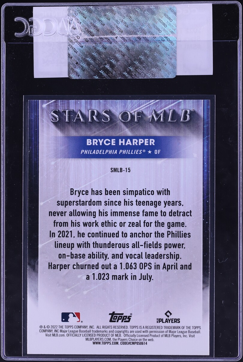 2022 Topps Stars Of MLB Bryce Harper #SMLB-15 CGC AUTH
