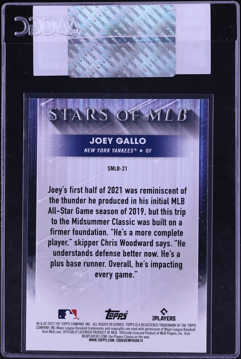 2022 Topps Stars Of MLB Joey Gallo #SMLB-21 CGC AUTH