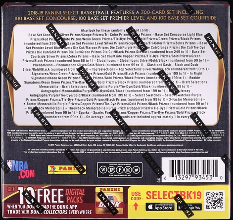 2018 Panini Select Basketball FOTL Sealed Hobby Box, 12ct Packs